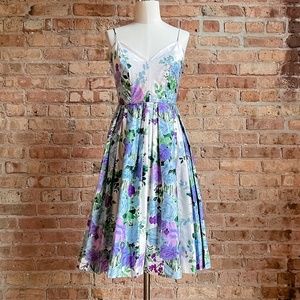 Vintage 1950s Floral Print Midi Dress